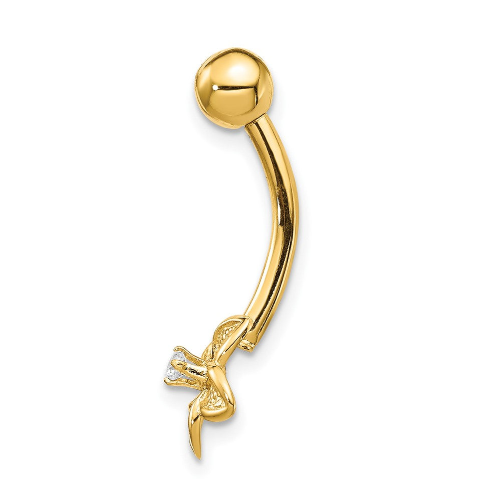 14k 14 Gauge CZ Flower Belly Ring