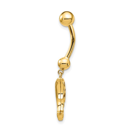 14k 14 Gauge Dolphin Dangle Belly Ring