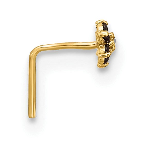 14K 23 Gauge Black and White CZ Flower Nose Post