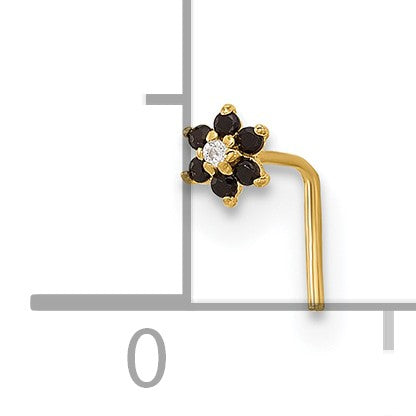14K 23 Gauge Black and White CZ Flower Nose Post