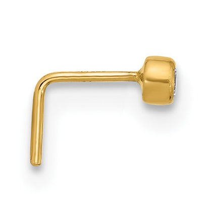 14K 23 Gauge 2.5mm Round CZ Nose Stud