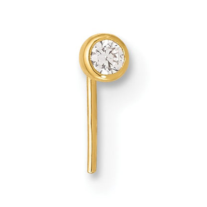 14K 23 Gauge 2.5mm Round CZ Nose Stud
