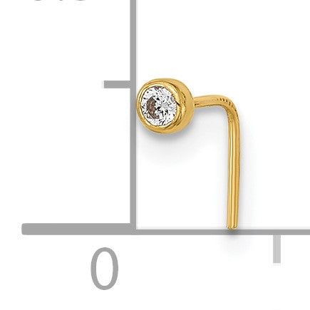 14K 23 Gauge 2.5mm Round CZ Nose Stud