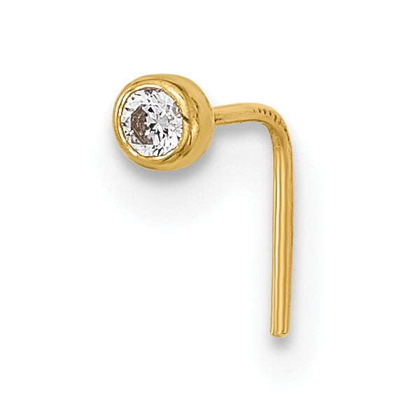 14K 23 Gauge 2.5mm Round CZ Nose Stud