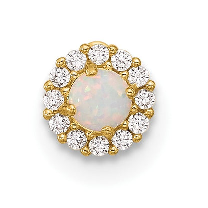 14K 18 Gauge Lab Created Opal and CZ Halo Screwback Cartilage Body Jewelry