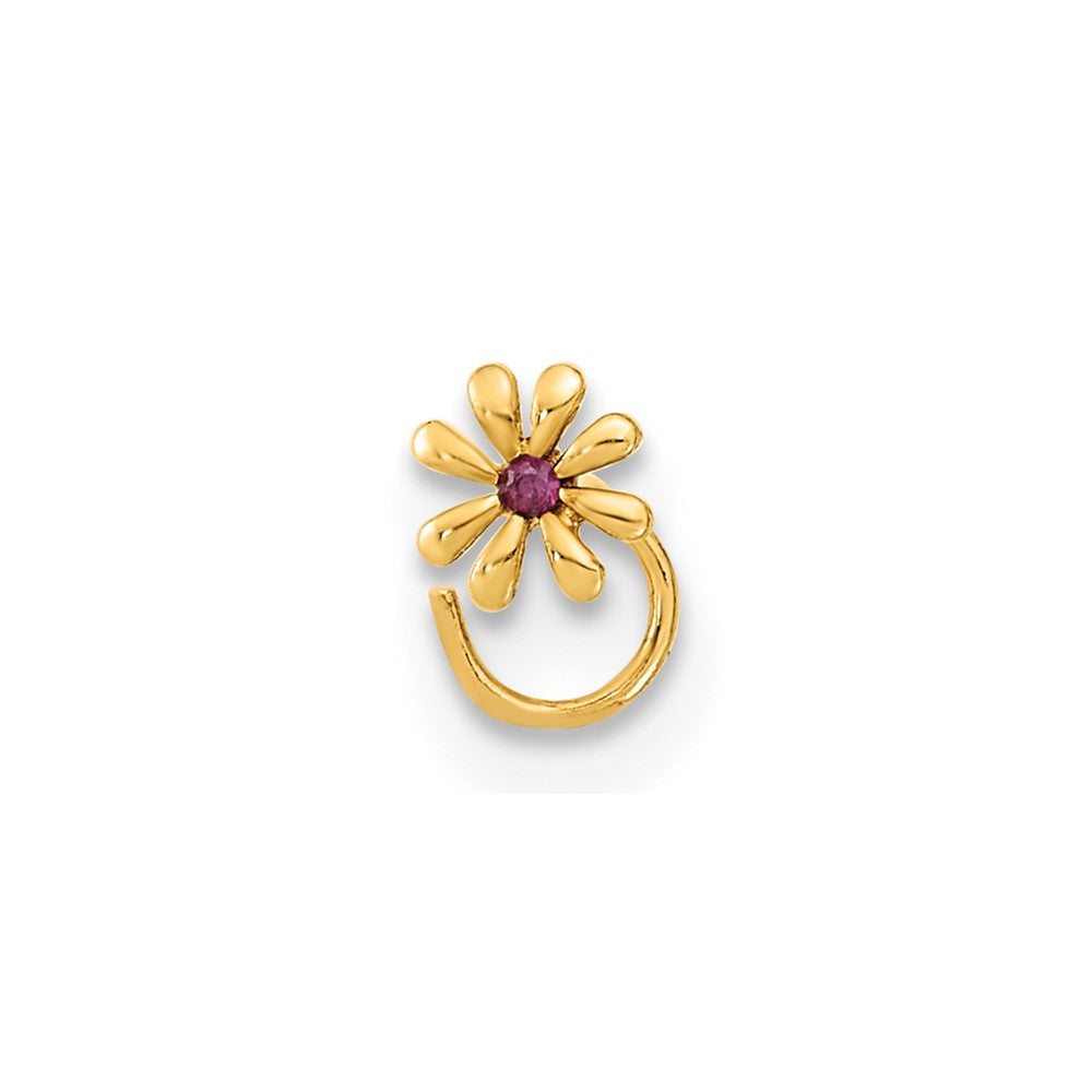 14K 22 Gauge Flower and CZ Nose Ring Body Jewelry