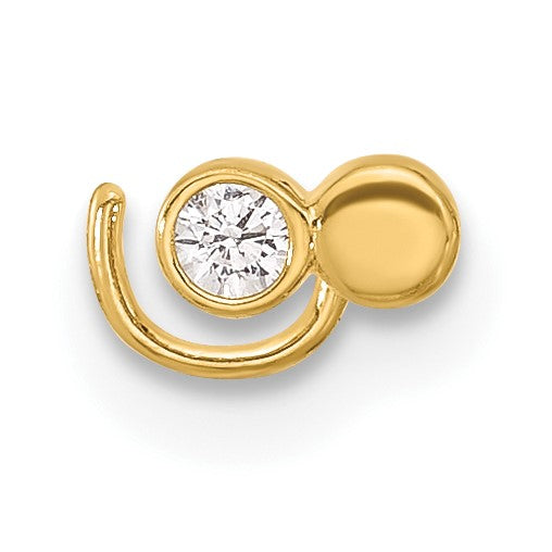 14K 22 Gauge Double Circle CZ Nose Ring Body Jewelry