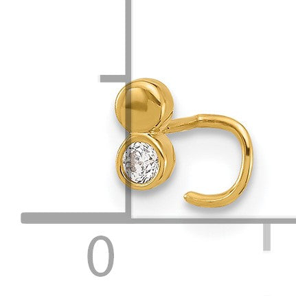 14K 22 Gauge Double Circle CZ Nose Ring Body Jewelry