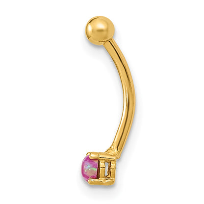 14K 16 Gauge 3mm Pink CZ Eyebrow Body Jewelry