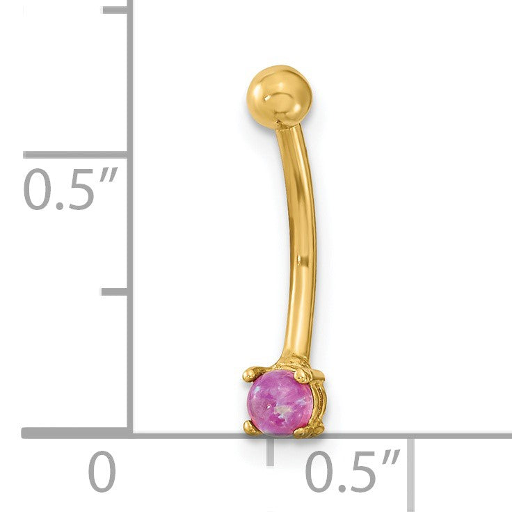 14K 16 Gauge 3mm Pink CZ Eyebrow Body Jewelry