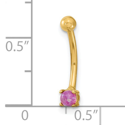 14K 16 Gauge 3mm Pink CZ Eyebrow Body Jewelry