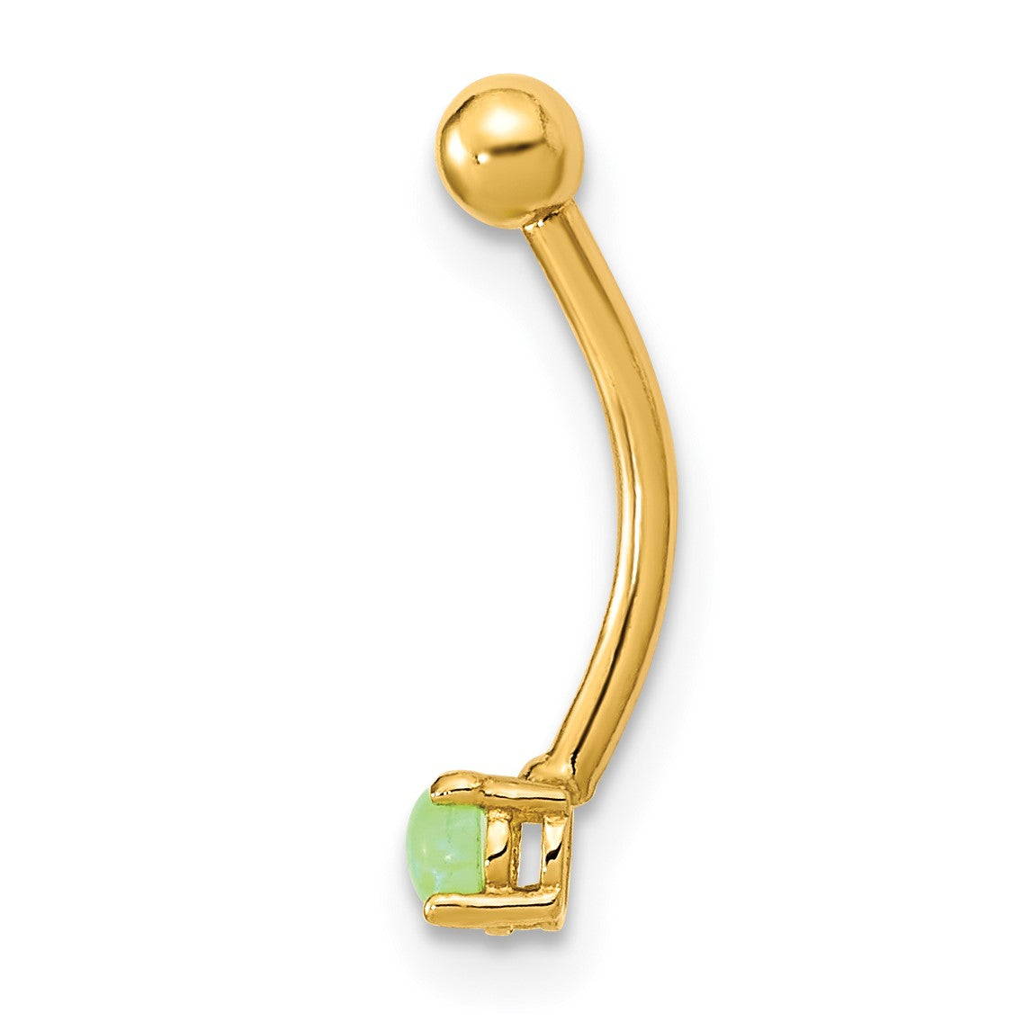 14K 16 Gauge 3mm Green CZ Eyebrow Body Jewelry