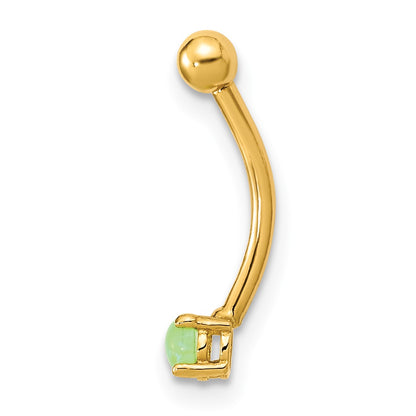 14K 16 Gauge 3mm Green CZ Eyebrow Body Jewelry