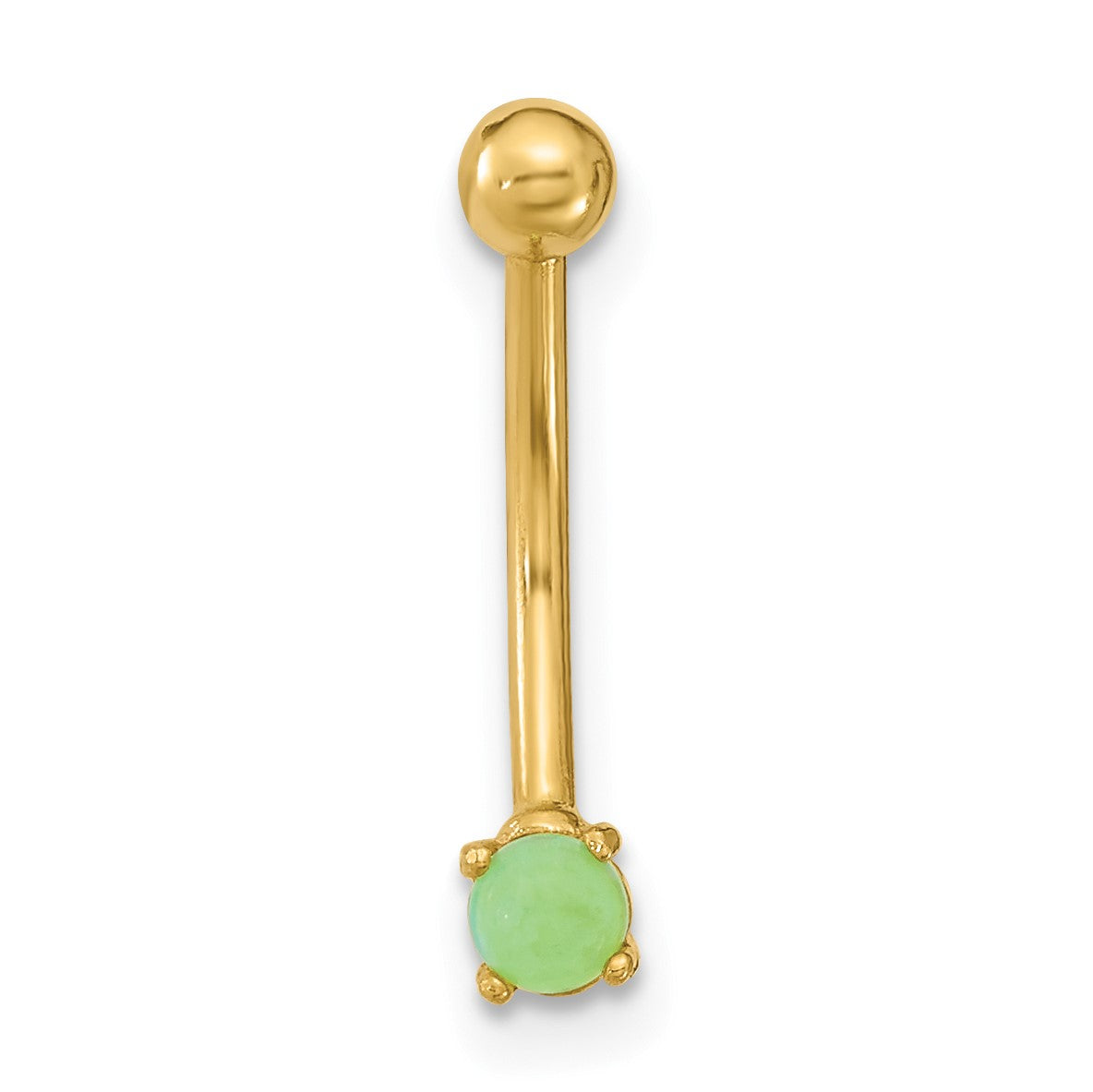 14K 16 Gauge 3mm Green CZ Eyebrow Body Jewelry