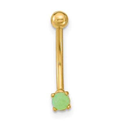 14K 16 Gauge 3mm Green CZ Eyebrow Body Jewelry