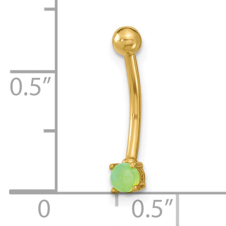 14K 16 Gauge 3mm Green CZ Eyebrow Body Jewelry