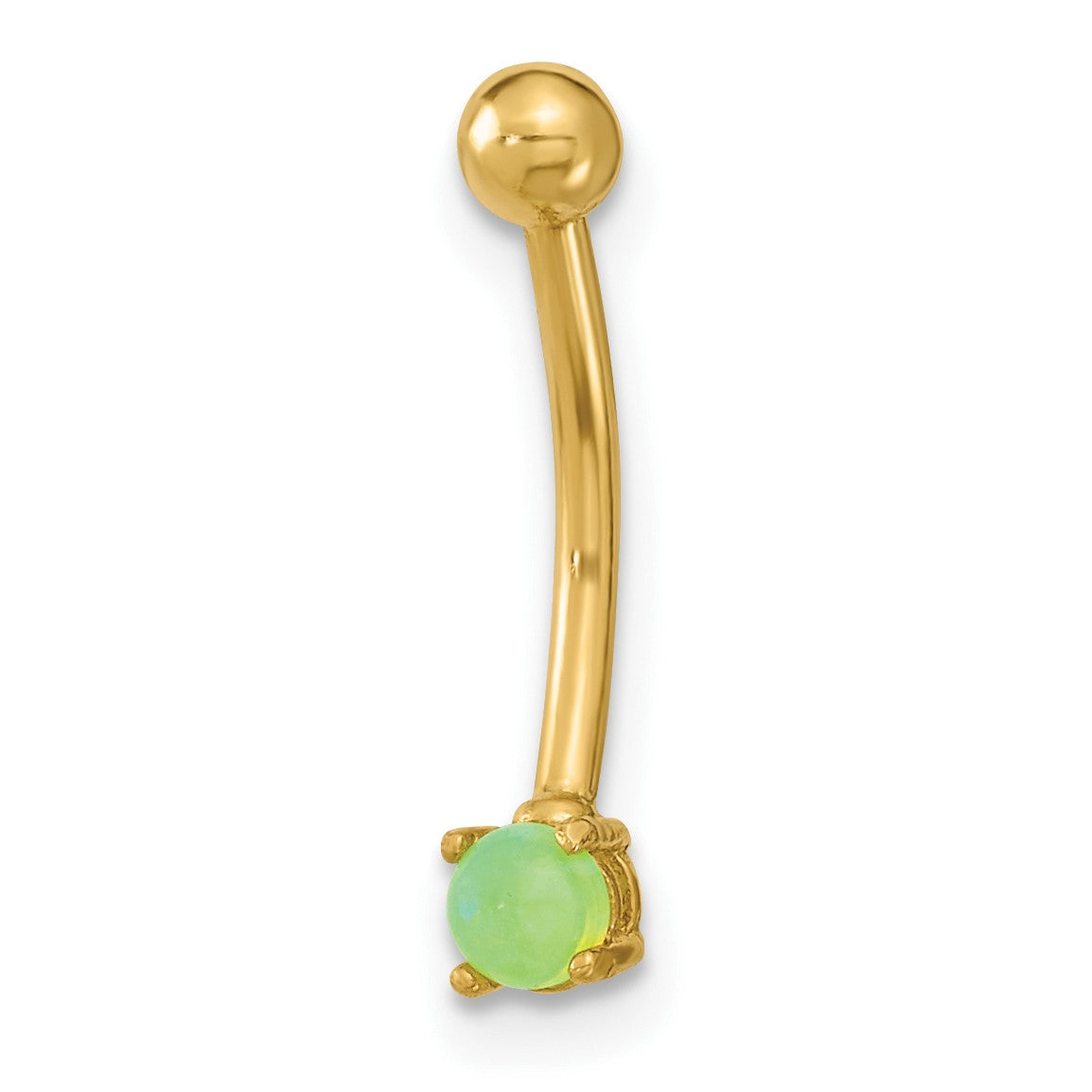 14K 16 Gauge 3mm Green CZ Eyebrow Body Jewelry