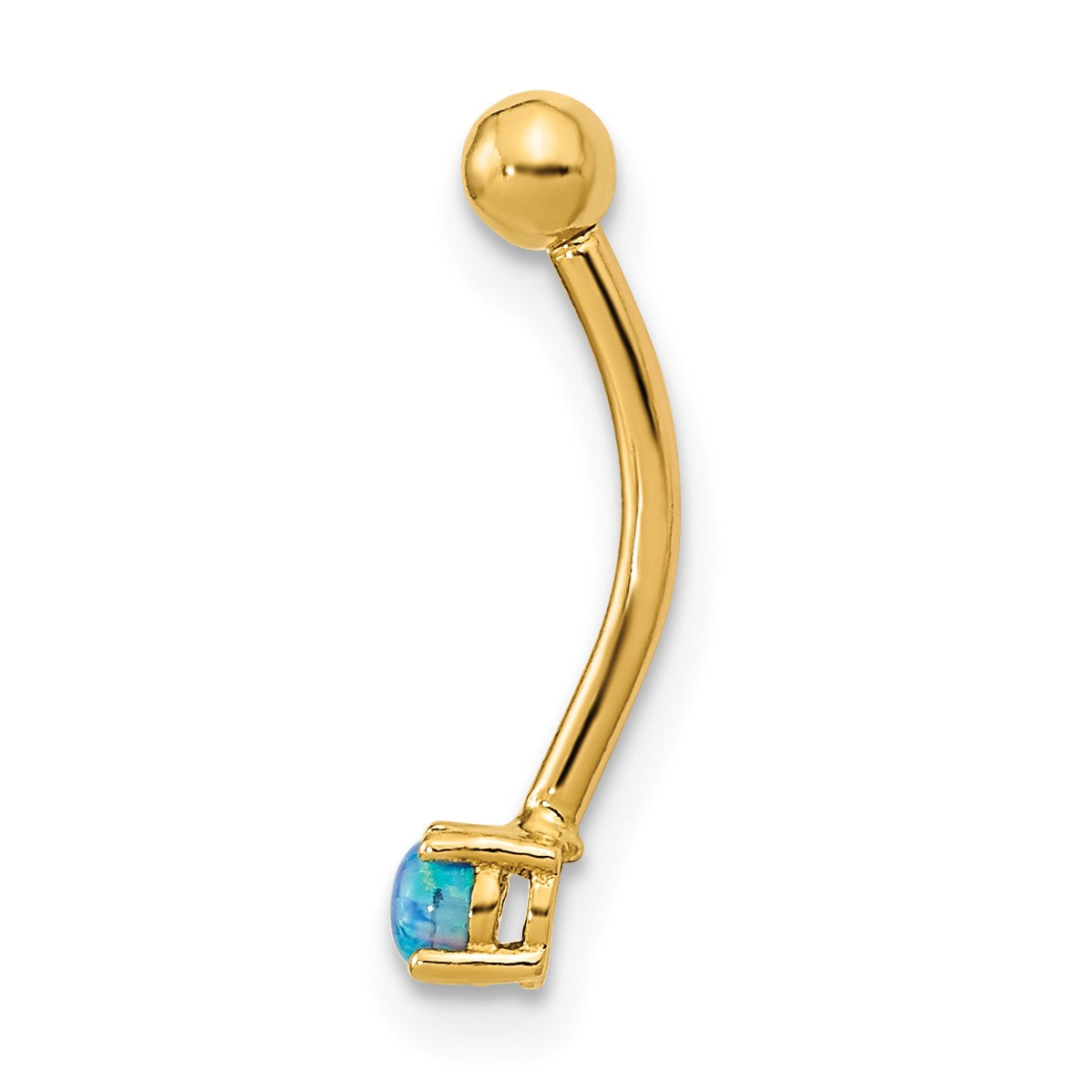 14K 16 Gauge 3mm Blue CZ Eyebrow Body Jewelry