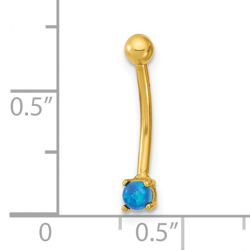 14K 16 Gauge 3mm Blue CZ Eyebrow Body Jewelry
