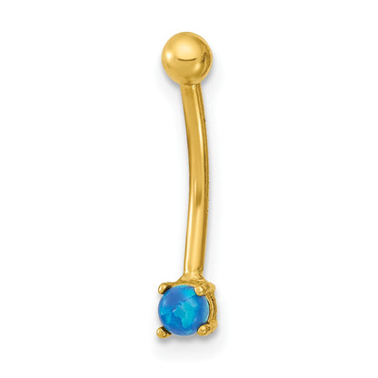 14K 16 Gauge 3mm Blue CZ Eyebrow Body Jewelry