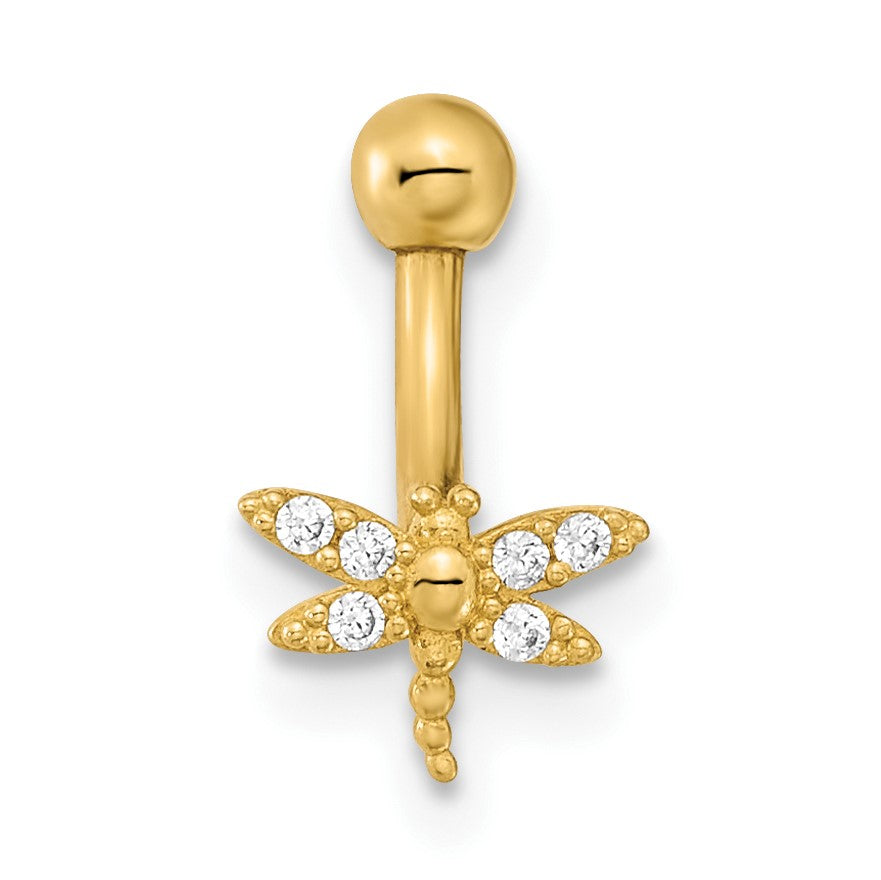 14K 14 Gauge Dragonfly CZ Eyebrow Body Jewelry