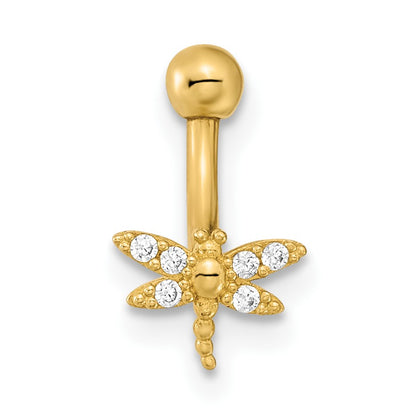 14K 14 Gauge Dragonfly CZ Eyebrow Body Jewelry