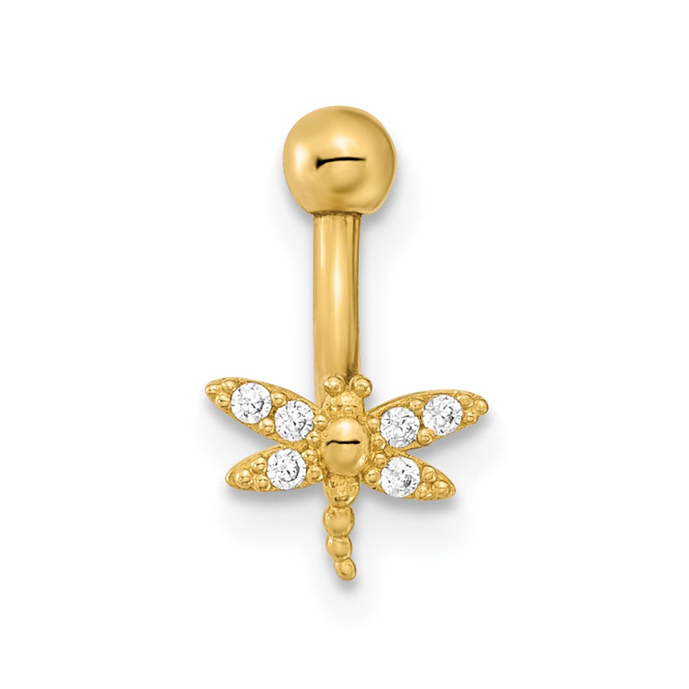 14K 14 Gauge Dragonfly CZ Eyebrow Ring Body Jewelry