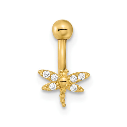 14K 14 Gauge Dragonfly CZ Eyebrow Ring Body Jewelry