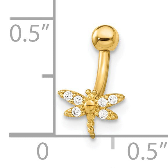 14K 14 Gauge Dragonfly CZ Eyebrow Body Jewelry