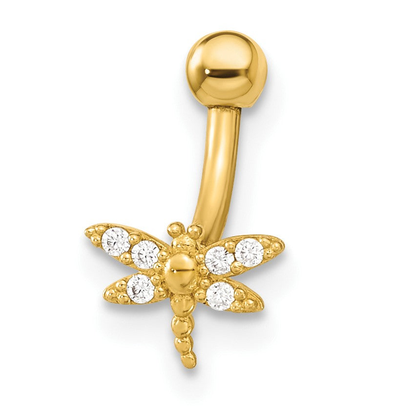 14K 14 Gauge Dragonfly CZ Eyebrow Body Jewelry