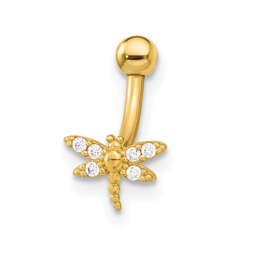 14K 14 Gauge Dragonfly CZ Eyebrow Ring Body Jewelry