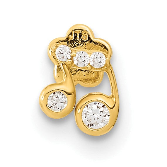 14K 18 Gauge Music Note and CZ Cartilage Body Jewelry