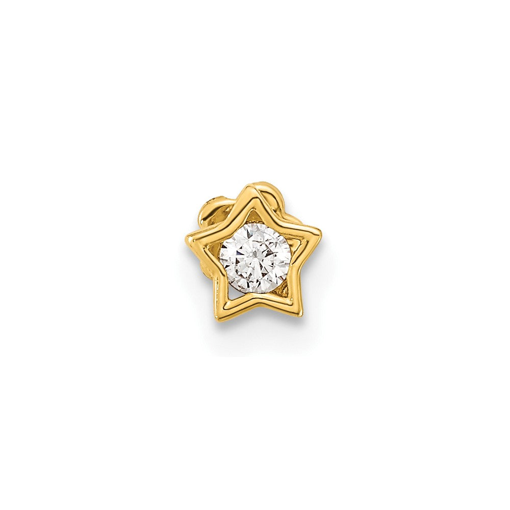 14K 18 Gauge Star and CZ Cartilage Body Jewelry