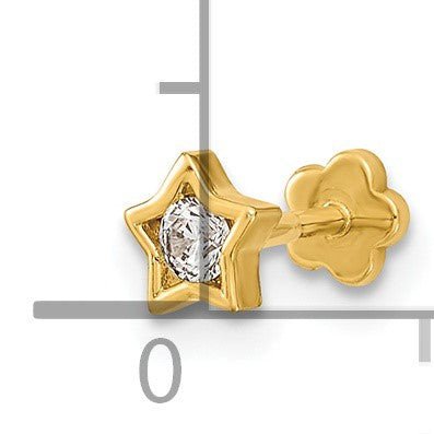 14K 18 Gauge CZ Star Cartilage Body Jewelry