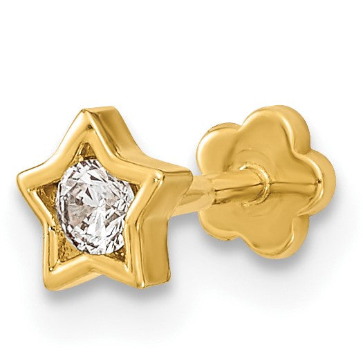 14K 18 Gauge CZ Star Cartilage Body Jewelry