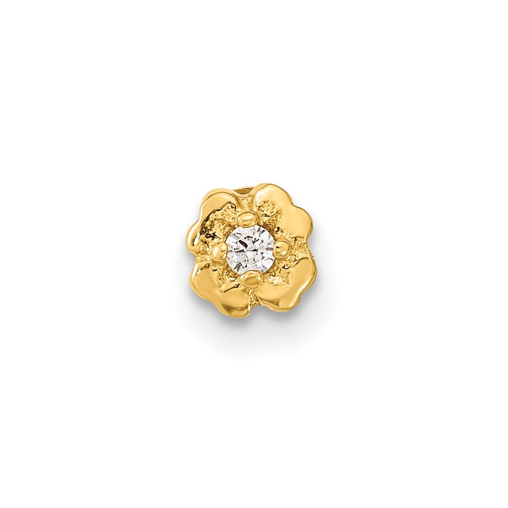 14K 18 Gauge Flower CZ Cartilage Body Jewelry