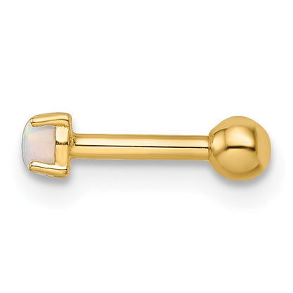 14k 16 Gauge 3mm Lab Created Opal Labret Stud