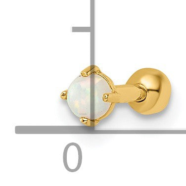 14k 16 Gauge 3mm Lab Created Opal Labret Stud