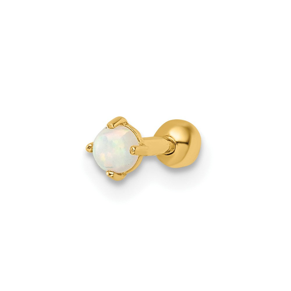 14k 16 Gauge Created Opal Labret Stud