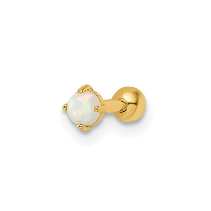 14k 16 Gauge Created Opal Labret Stud