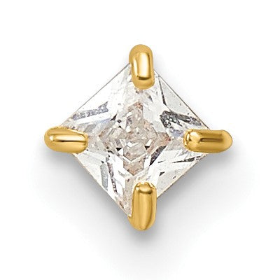14k 18 Gauge 4.5mm Square CZ Labret Stud