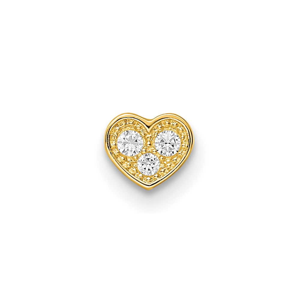 14k 18 Gauge CZ Heart Labret Stud