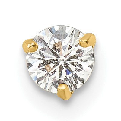 14k 16 Gauge 4.25mm Round CZ Labret Stud