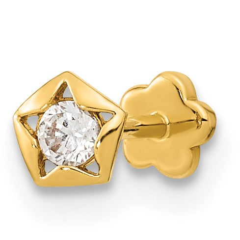 14K 18 Gauge CZ Star Cartilage Body Jewelry