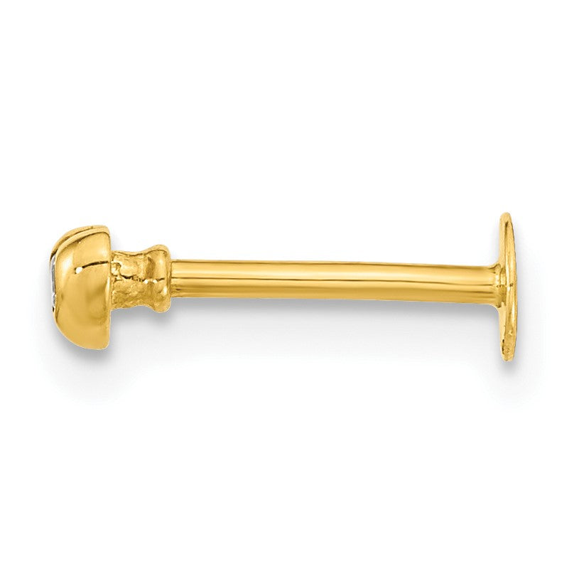 14K 18 Gauge CZ Heart Labret/Face Body Jewelry