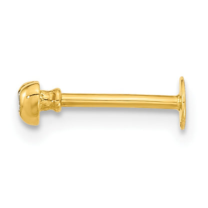 14K 18 Gauge CZ Heart Labret/Face Body Jewelry