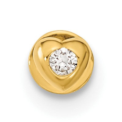 14K 18 Gauge CZ Heart Labret/Face Body Jewelry