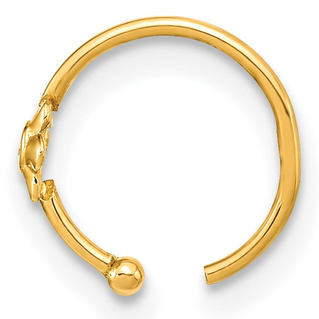 14K 18 Gauge Hoop with CZ Flower Nose Ring Body Jewelry