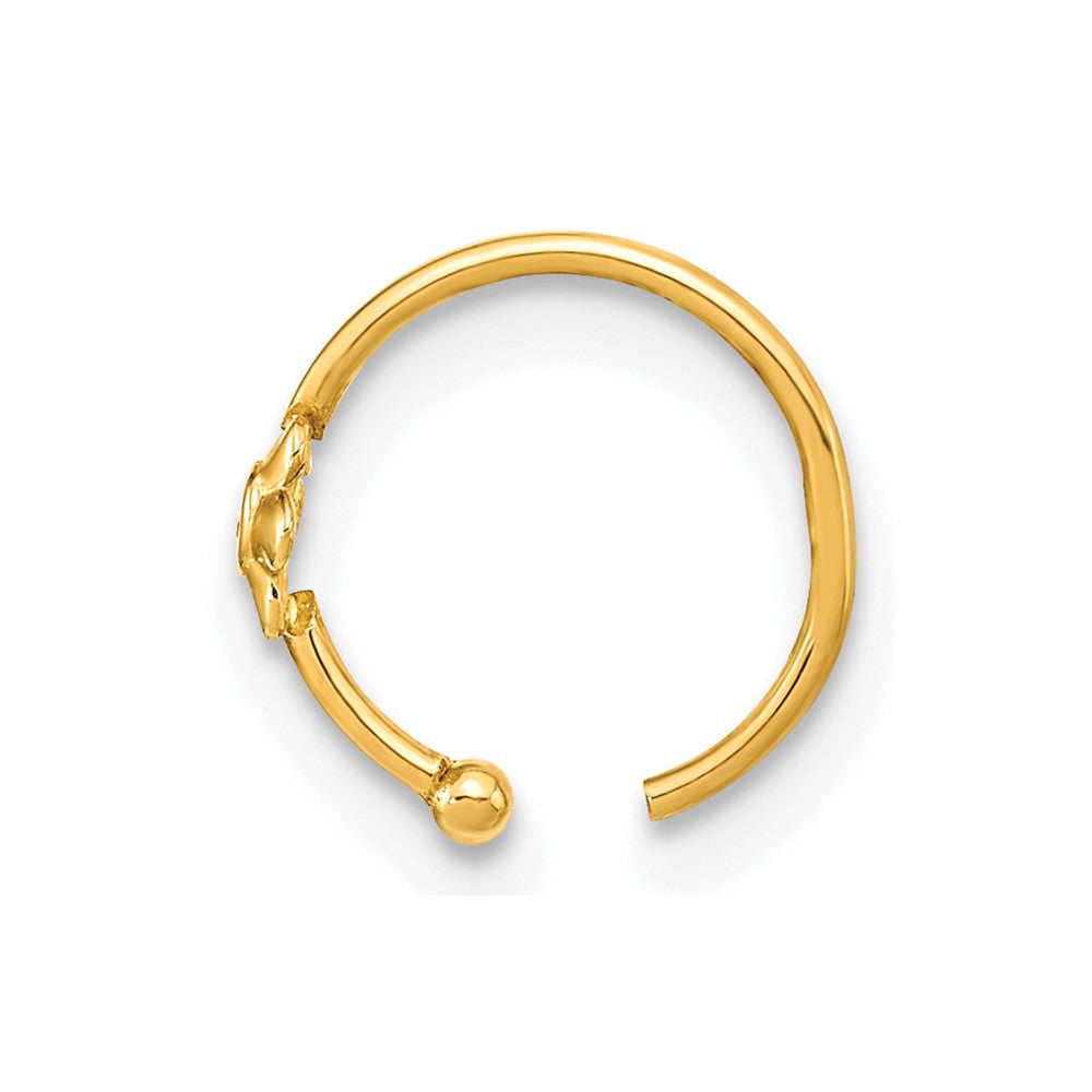 14K 18 Gauge Hoop with CZ Nose Ring Body Jewelry