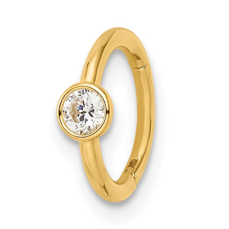 14k 16 Gauge Polished CZ Cartilage Ring